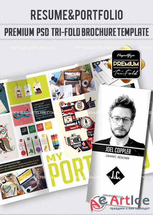 Resume&Portfolio V1 Premium Tri-Fold PSD Brochure Template