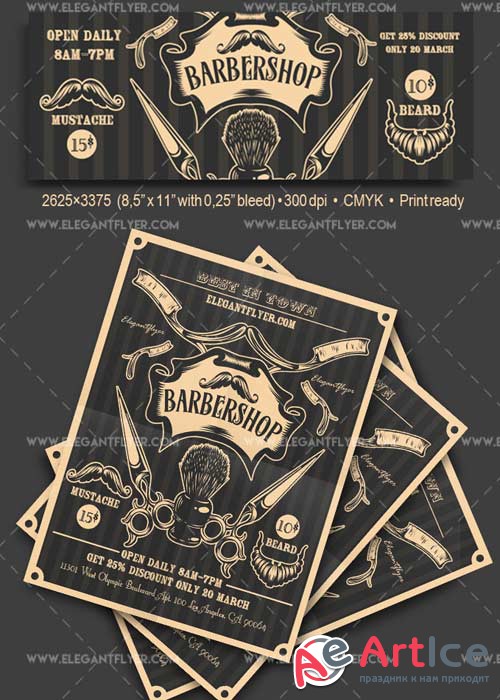 Barbershop V6 Flyer PSD Template + Facebook Cover