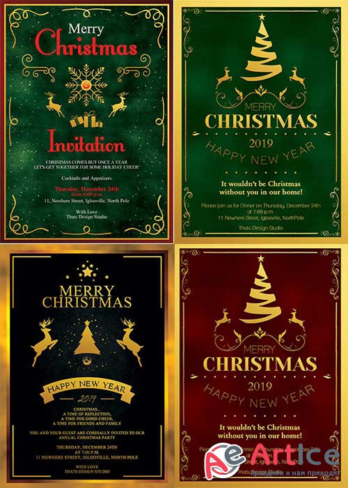 Christmas Invitation V1 4in1 Template