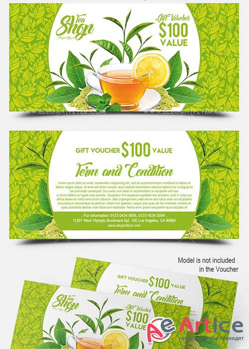 Tea Shop V01 Premium Gift Certificate PSD Template