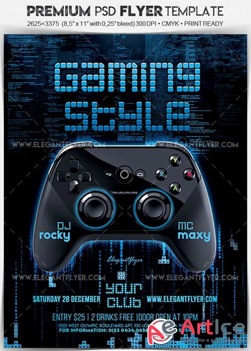 Gaming Style V1 Flyer PSD Template + Facebook Cover