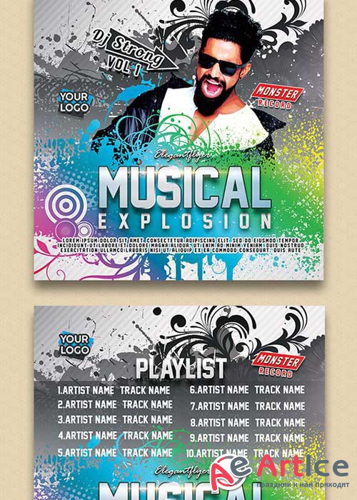 Musical Explosion V1 Premium CD Cover PSD Template