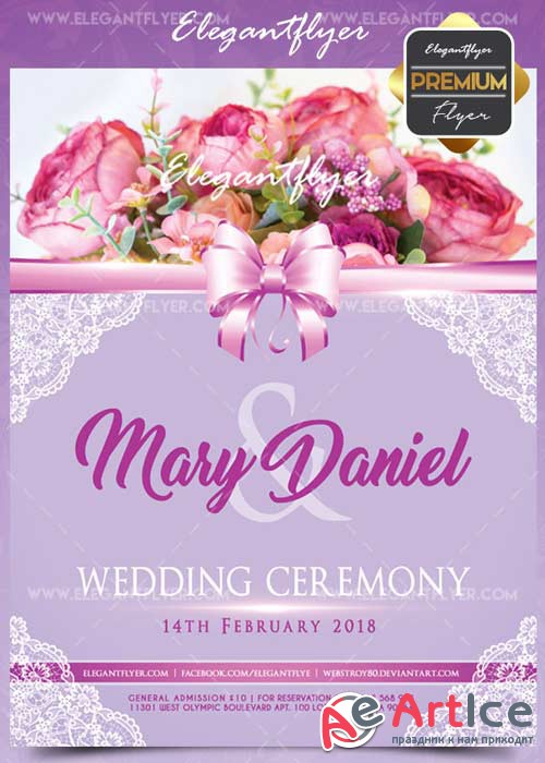 Wedding ceremony V2 Flyer PSD Template + Facebook Cover