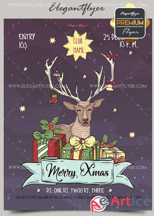 Merry Xmas V55 2017 Flyer PSD Template + Facebook Cover