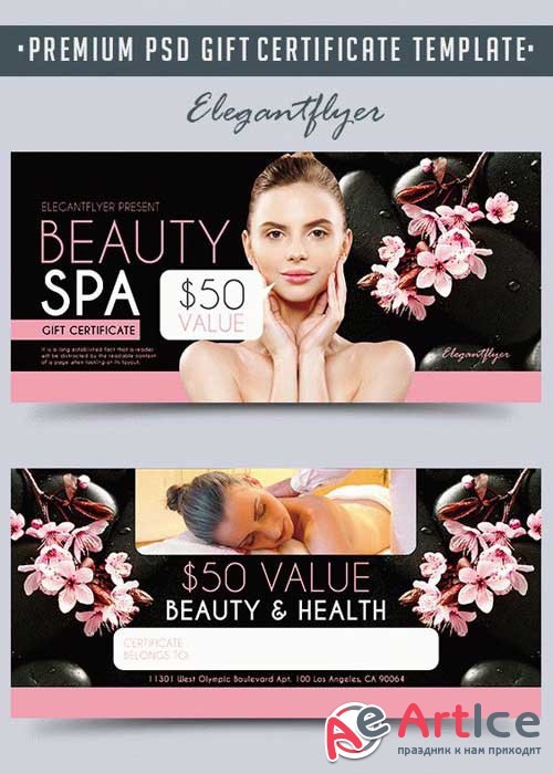 Beauty Spa V3 Premium Gift Certificate PSD Template