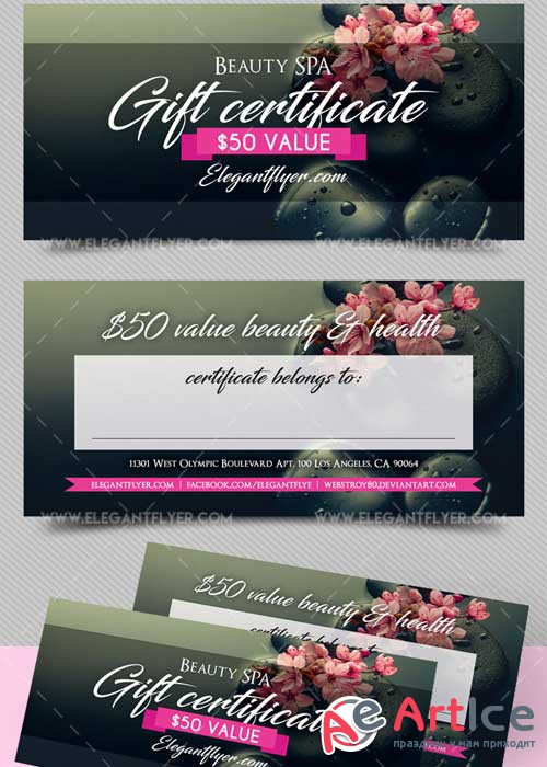 SPA V5 Premium Gift Certificate PSD Template