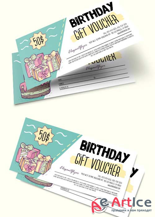 Birthday V1 2018 Premium Gift Certificate PSD Template