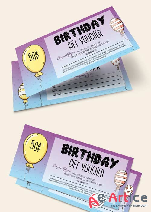 Birthday V2 2018 Premium Gift Certificate PSD Template