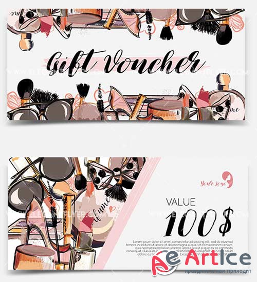 Cosmetics Voucher V1 2018 Gift Certificate PSD Template