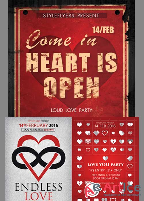 Valentines Day 3in1 V4 2018 Flyer Template