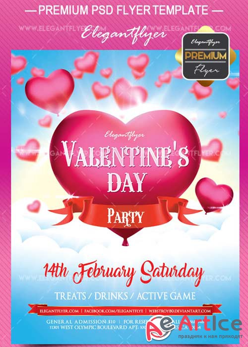 Valentine Day party V13 Flyer PSD Template + Facebook Cover