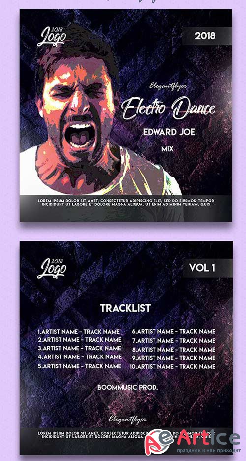 Electro Dance V1 2018 Premium CD Cover PSD Template