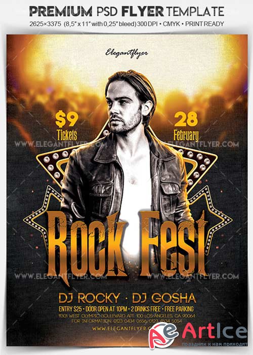 Rock Fest V1 2017 Flyer PSD Template + Facebook Cover