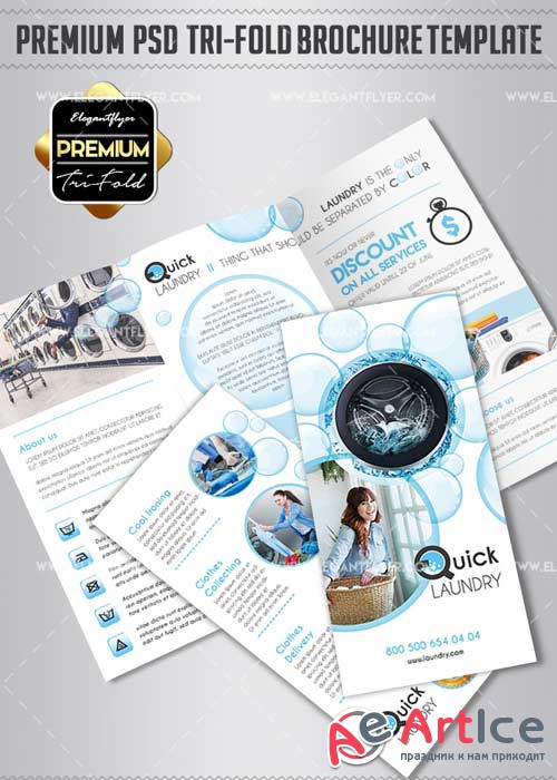 Laundry Services V1 2018 Premium Tri-Fold PSD Brochure Template