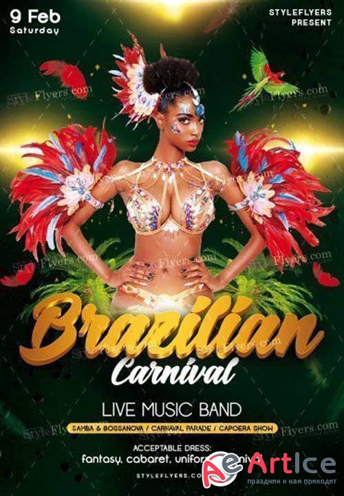 Brazilian Carnival V17 2018 PSD Flyer Template