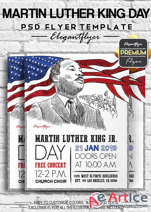 Martin Luther King Day V1 2018 Flyer PSD Template + Facebook Cover