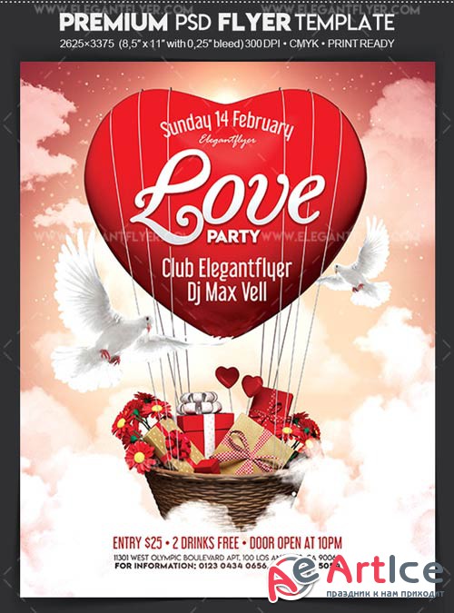 Love Party V02 2018 Flyer PSD Template + Facebook Cover