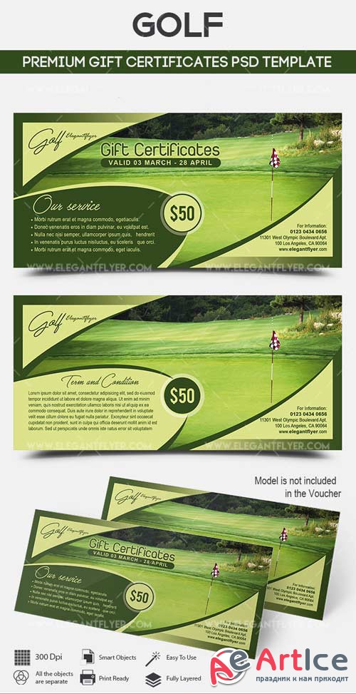 Golf V1 2018 Premium Gift Certificate PSD Template