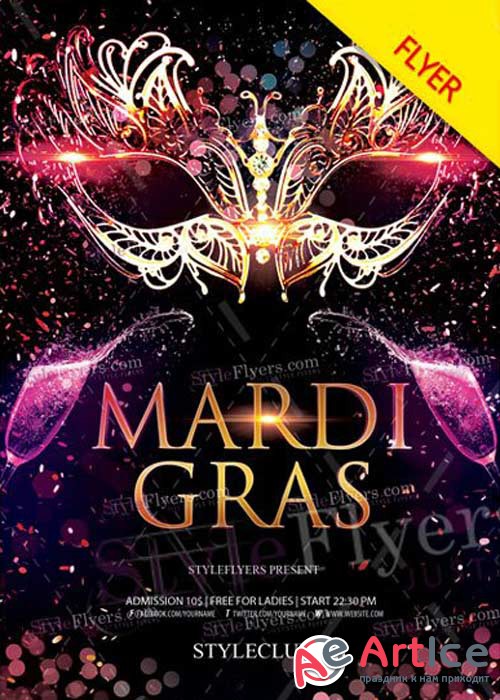 Mardi Gras V14 2018 PSD Flyer Template