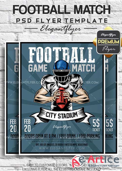 Football Match V1 2018 Flyer PSD Template + Facebook Cover