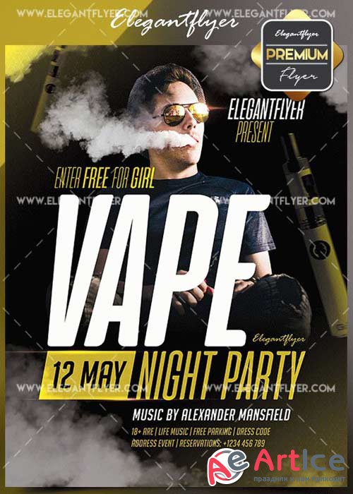 Vape V1 2018 Flyer PSD Template + Facebook Cover