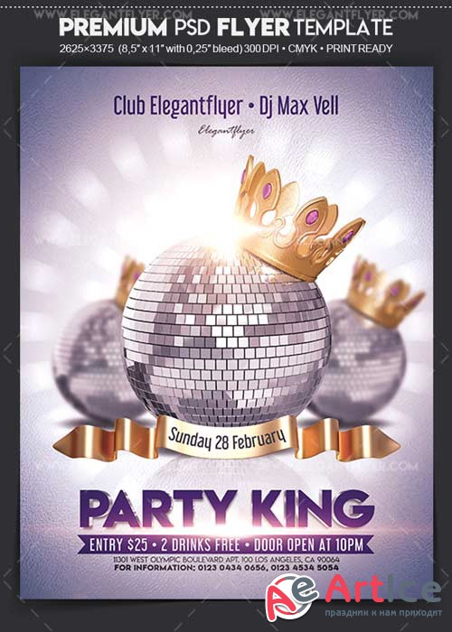 Party King V1 2018 Flyer PSD Template + Facebook Cover