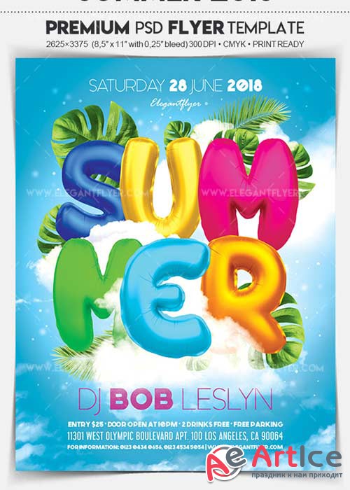 Summer 2018 V1 Flyer PSD Template + Facebook Cover