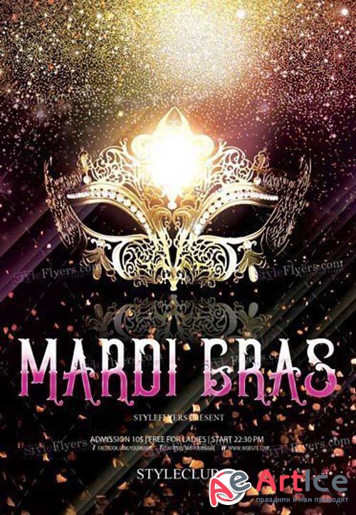 Mardi Gras V31 2018 PSD Flyer Template