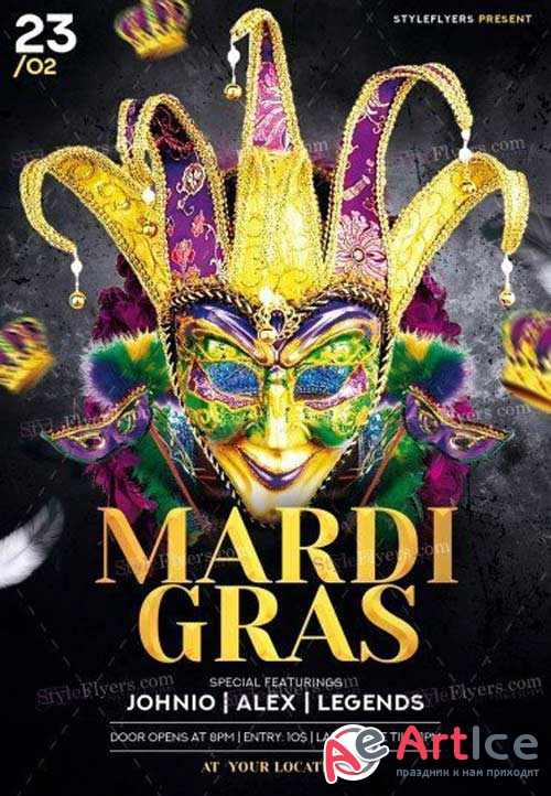 Mardi Gras V30 2018 PSD Flyer Template