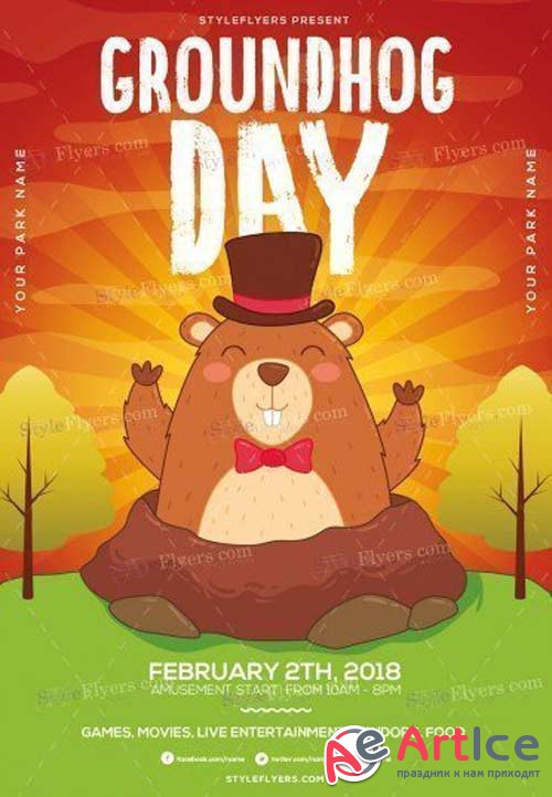 Groundhog Day V1 2018 PSD Flyer Template