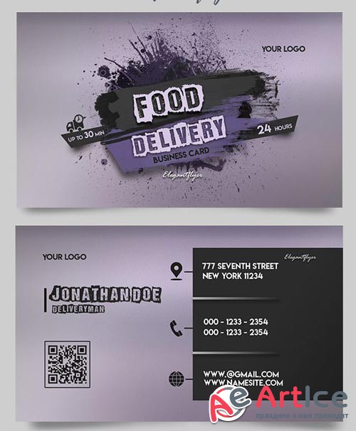 Food Delivery V2 2018 Business Card Templates PSD