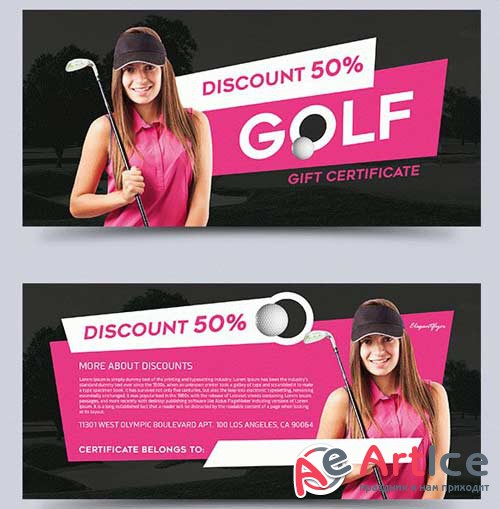 Golf V2 2018 Gift Certificate PSD Template