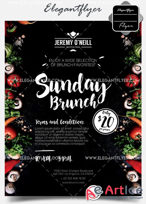 Sunday Brunch V1 2018 Flyer PSD Template + Facebook Cover