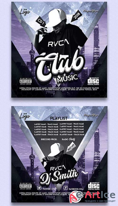 Club Music V2 2018 CD Cover PSD Template