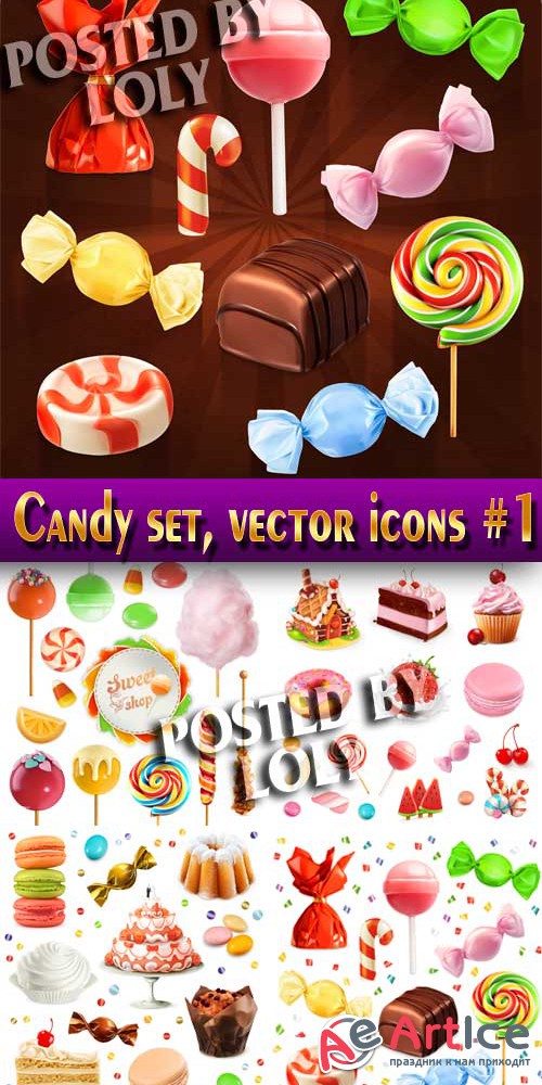 Candy set, vector icons #1 - Stock Vector