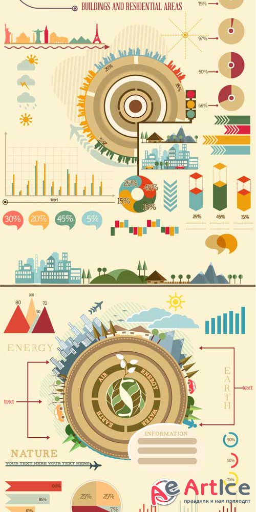 Buildings and Residential Infographic #1 - Stock Vector