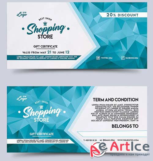 Shopping Store V1 2018 Gift Certificate PSD Template