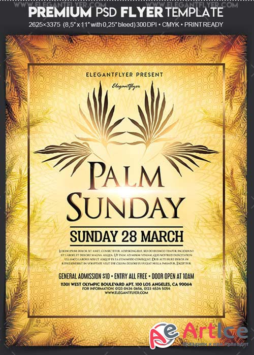 Palm Sunday V1 2018 Flyer PSD Template + Facebook Cover