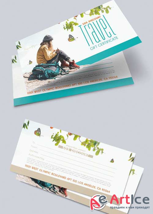 Travel V5 2018 Premium Gift Certificate PSD Template