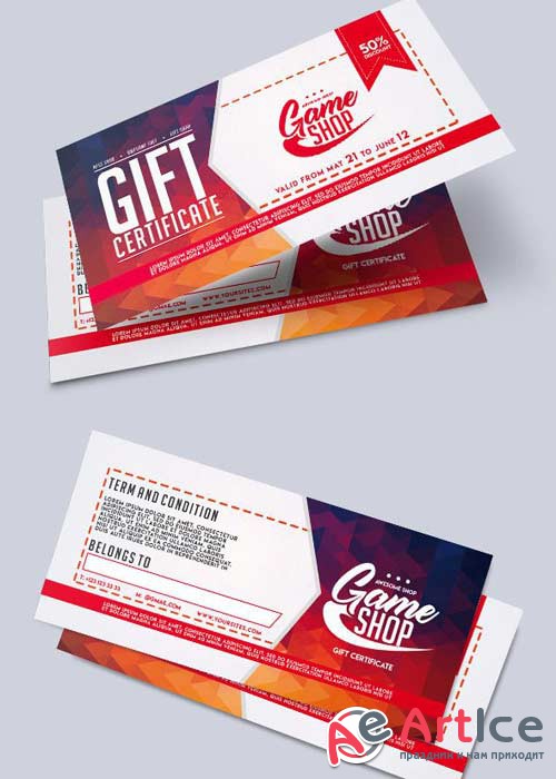 Game Shop V1 2018 Premium Gift Certificate PSD Template