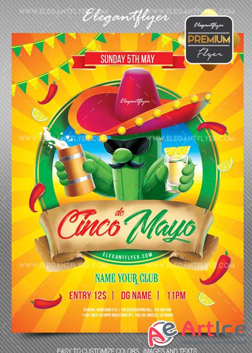 Cinco de Mayo V5 2018 Flyer PSD Template + Facebook Cover