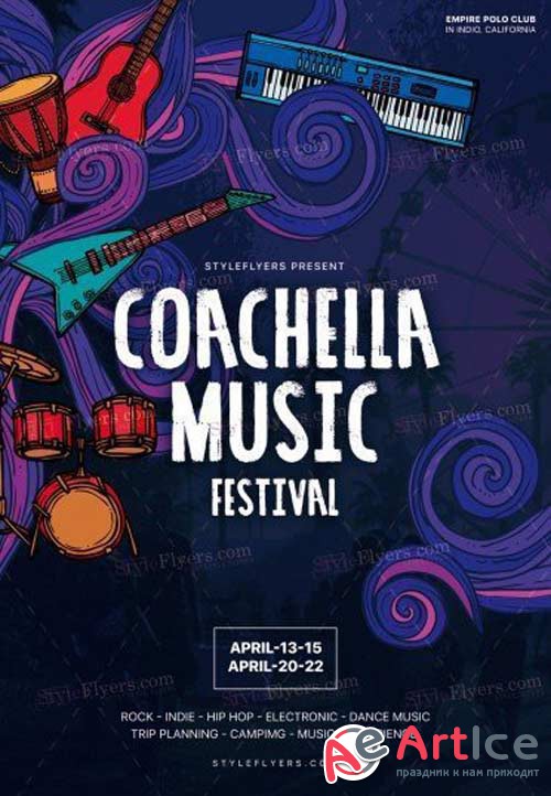 Coachella Music Festival V1 2018 PSD Flyer Template