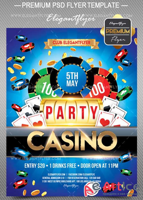 Casino V7 2018 Flyer PSD Template + Facebook Cover