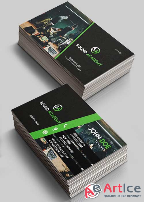 Sound Academy V1 2018 Premium Business Card Templates PSD