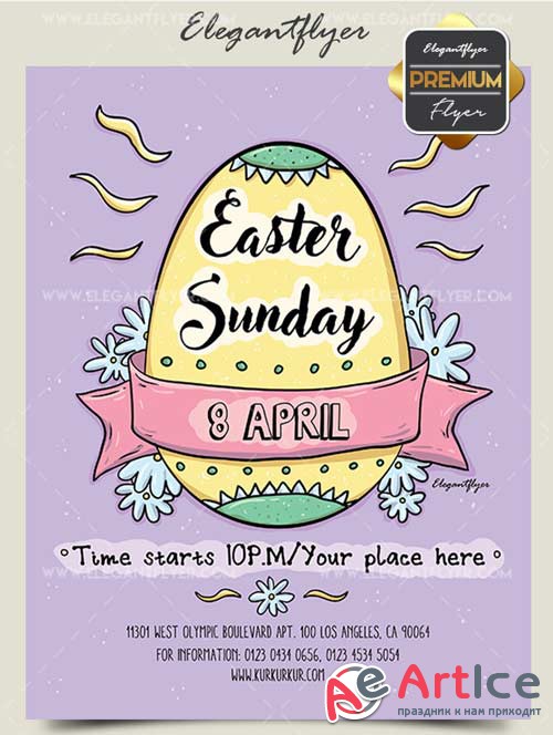 Easter Sunday V1 2018 Premium Flyer PSD Template + Facebook Cover