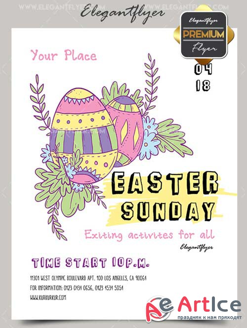 Easter Sunday V7 2018 Premium Flyer PSD Template + Facebook Cover