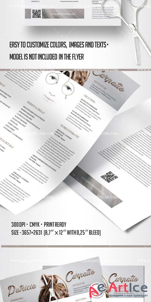 Hairdresser CV and Cover Letter  v1 PSD Template