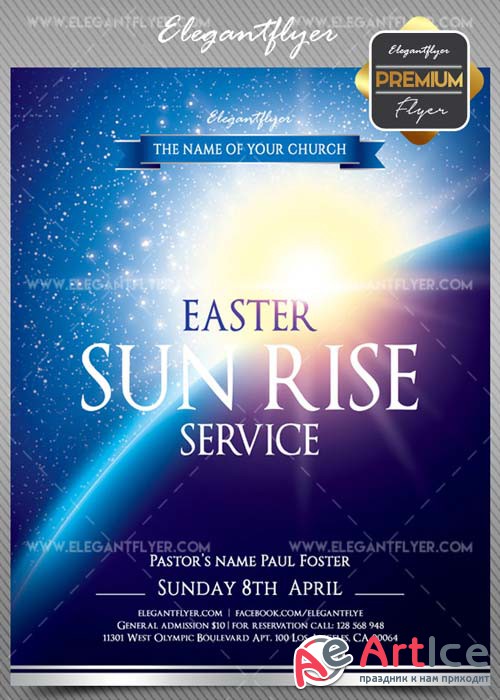 Easter Sun Rise Service V1 2018 Premium Flyer PSD Template + Facebook Cover