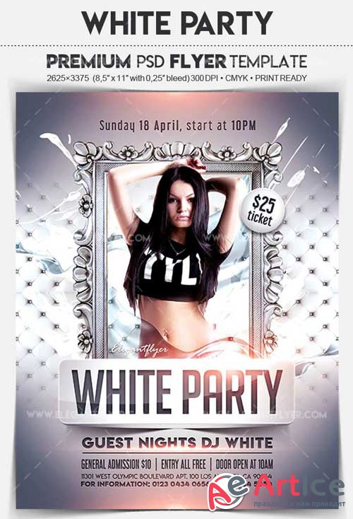 White Party V11 2018 Flyer PSD Template