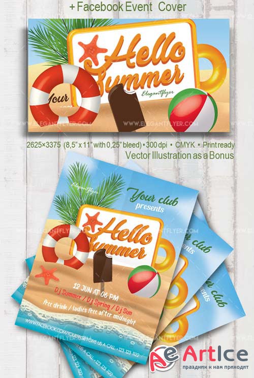 Hello Summer V2 2018 Flyer PSD Template